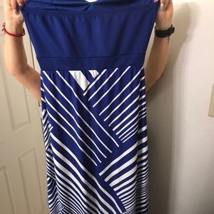 Long Blue and White Dress